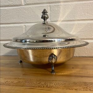 Silver plate serving bowl and lid